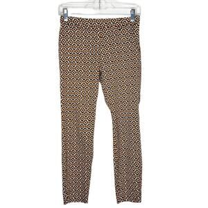 H&M / orange black white geometric patterned straight leg ankle pants / 4